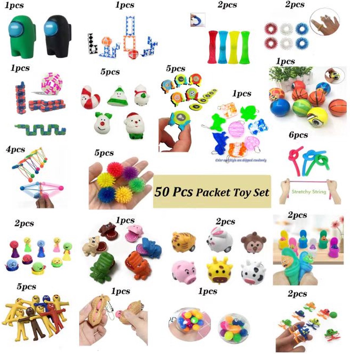 Fidget Toys Pakket | 50 stuks | Fidget Speeltjes Set | Fidget Toy | Fidgets | Fidget Spinner